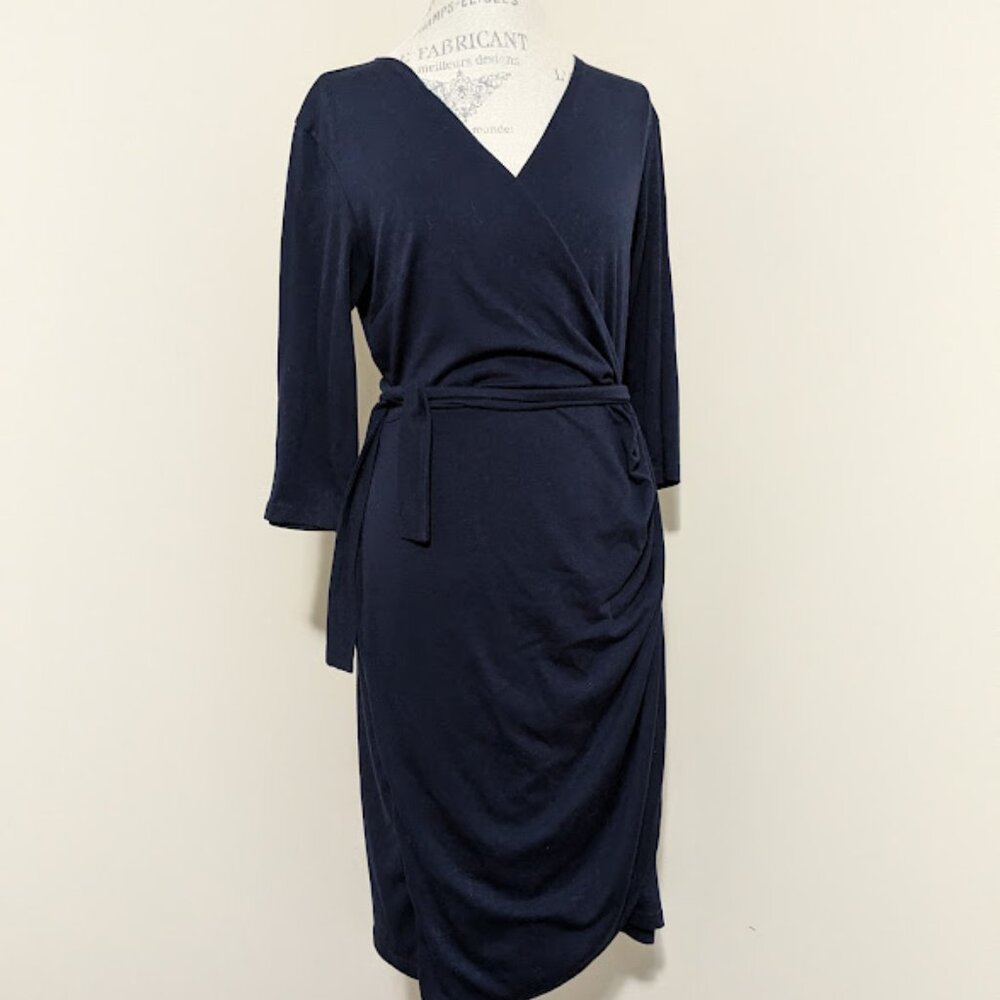 Berydress classic 3/4 sleeve V neck sheath casual party work faux wrap dress